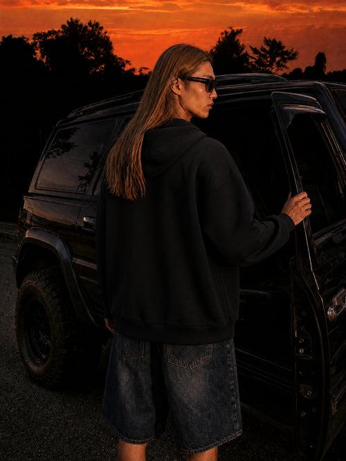 CORE — Black Zip-Up Hoodie