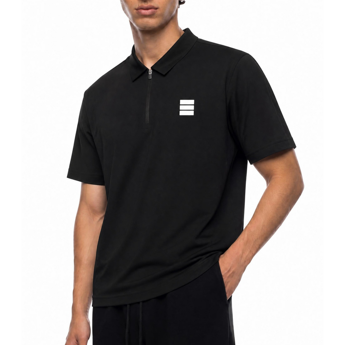 CORE — Black Zipper Polo