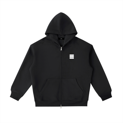 CORE — Black Zip-Up Hoodie