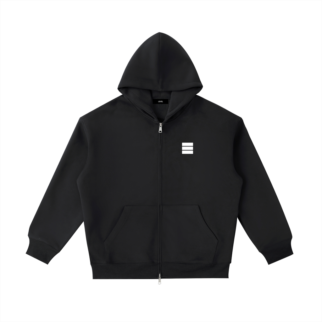 CORE — Black Zip-Up Hoodie