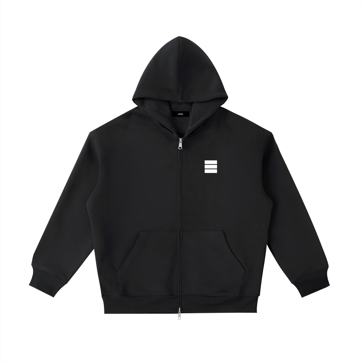 CORE — Black Zip-Up Hoodie